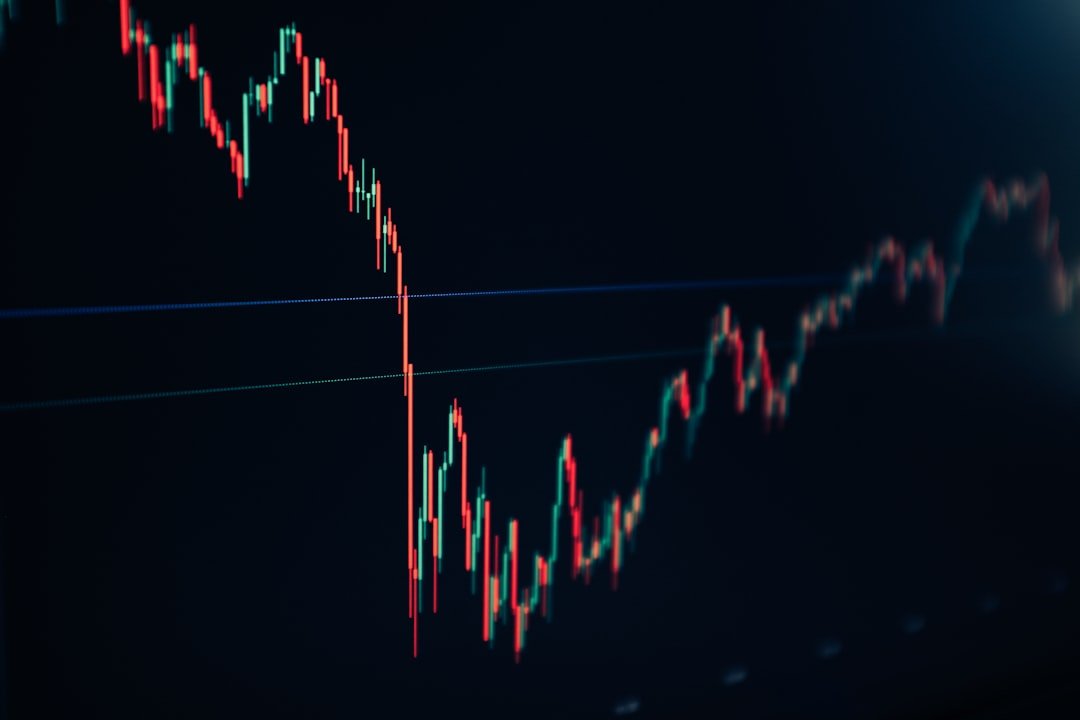 Candlestick chart on a dark screen illustrating EUR/USD technical analysis
